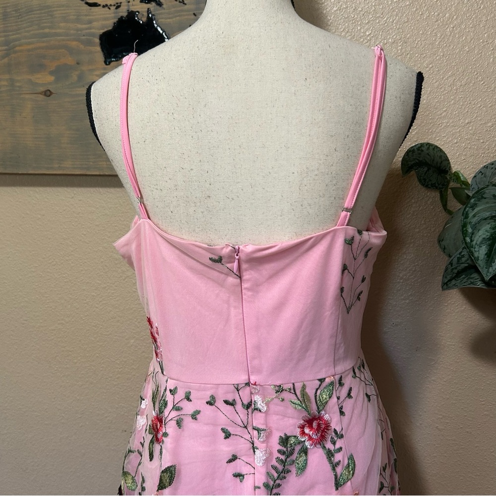 Blooming For Love Pink Floral Embroidered Midi Dress - Picture 7 of 10